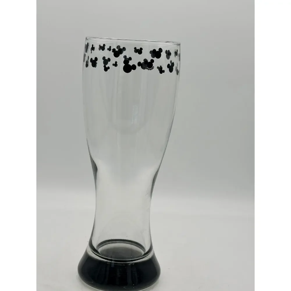Disney Parks Mickey Mouse Icons Pilsner Glass Clear Black Base Disney